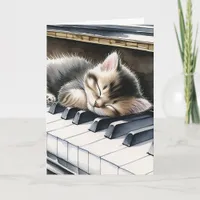 Happy Birthday | Cute Kitten on Piano Keys Card