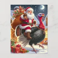 Santa and the Turkey Postcard