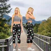 Cute stars with faces in pastel colors    capri leggings