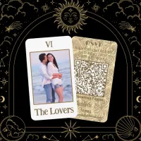The Lovers Photo Tarot Card | Gold QR Code RSVP