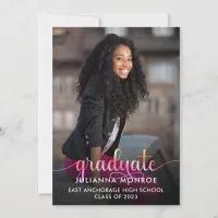 Pink Rainbow Graduate Script Graduation Announcement