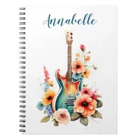 Boho Guitar with Floral Blooms Notebook