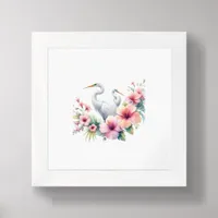 Tropical Egret Bird Coastal Mini Art  Framed Art