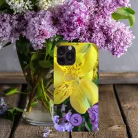 Monogram Floral Lilies & Lilacs Yellow & Purple iPhone 15 Pro Max Case