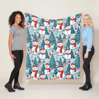 Cute and Cozy Snowman Christmas Fleece Blanket