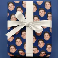 Face or Pet Photo Navy Blue Gift Wrapping Paper