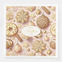 Pink Gold Christmas Pattern#12 ID1009 Paper Dinner Napkins