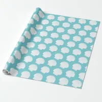 Aqua Blue and White Sea Shells Wrapping Paper