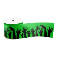 Creepy Zombie Hands Horror Movie Green Satin Ribbon