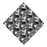 Black and White Tropical Palm Tree Leaves Bandana