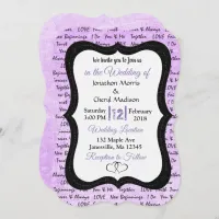 Black and Purple Romantic Wedding Invitation