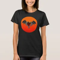 Halloween Goth Orange Heart & Bat Wings TShirt