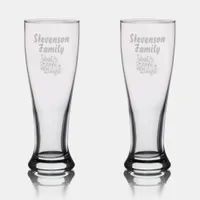 Christmas Silent Night Holy Night Monogram etched Pilsner Glass