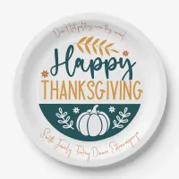 Happy Thanksgiving Custom Paper Plates