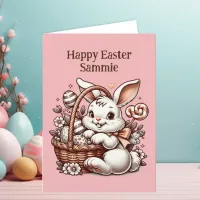 Vintage Easter Bunny and Coloring Page Card