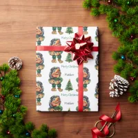 Cheeky Christmas Troll and Tree Delight  Wrapping Paper