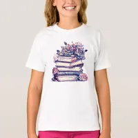 Vintage Stack of Books and Roses T-Shirt