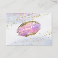 *~* Beauty Gold Pastel Glitter Pink Lips Makeup Business Card