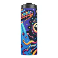 UFO and Alien Pixel Art Thermal Tumbler