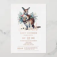 Kangaroo Baby Shower Foil Invitation