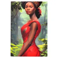 Safari Queen: Majestic African Woman Red Feathers Metal Print