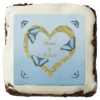 Blue morpho butterfly with golden heart    brownie