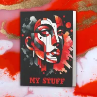 Red, black and white Abstract Face | Pocket Folder