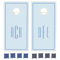 Three Letter Cornflower Blue Monogram Cornhole Set