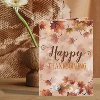 Autumn Fall Brown Leaves Happy Thanksgiving Card