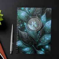 Elegant Luxurious Teal Black Glowing Foliage  Notebook