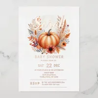 Fall Pumpkin Baby Shower Foil Invitation