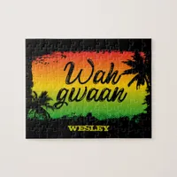 Jamaican Rastafarian Wah Gwaan Hello Tropical Palm Jigsaw Puzzle