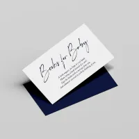 Navy Blue Modern Handwritten Books for Baby Enclosure Card