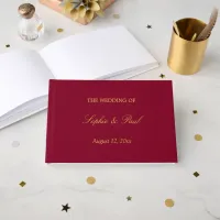 Burgundy Gold Real Foil Elegant Wedding Guest Book