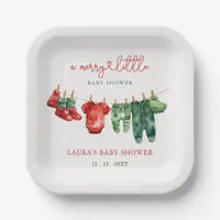 Christmas Merry Little Baby Shower Gender Neutral Paper Plates