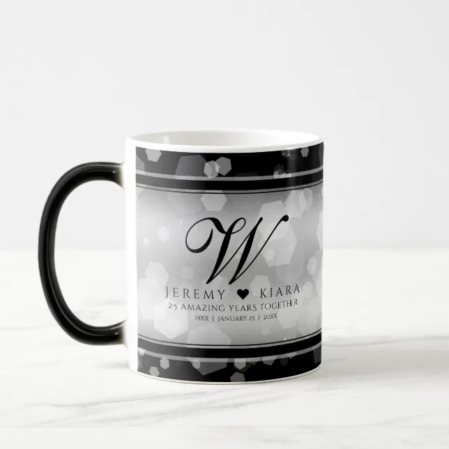 Elegant 25th Silver Wedding Anniversary Magic Mug