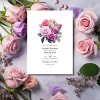 Pink and Purple Floral Wedding Invitation