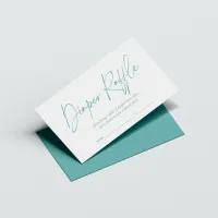 Modern Teal Handwritten Diaper Raffle Enclosure Card