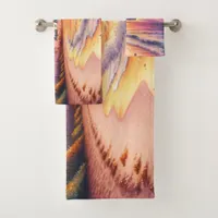 Watercolor Sketch Maui Hawaii Colorful | Bath Towel Set