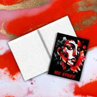 Red, black and white Abstract Face | Notebook