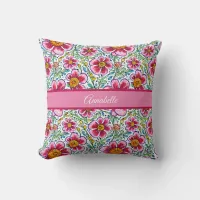 Cute Red Whimsical Floral Pillow