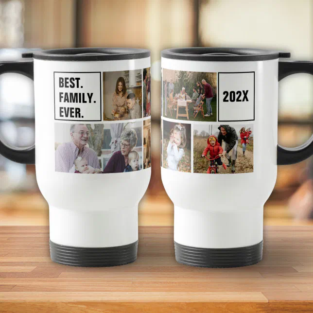 Family Reunions Photo Collage and Custom Text Travel Mug