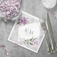 Floral Sparkles Wedding Initials Mauve ID889  Napkins