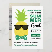 Green and White Pineapple Summer Grad Party Photo Invitation