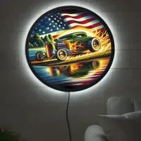 Hotrod racing by the lake with vintage flair LED sign