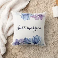 Romantic Floral Just Married Elegant Throw Pillow