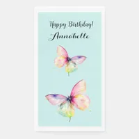 Delicate Pink Butterfly in Pastel Rainbow Colors Paper Guest Towels