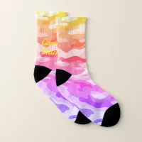 Girly Camouflage Pastels Monogram in Yellow | Socks