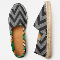 Zigzag Faux Gray Sliver Glitter Image Pattern, ZEA Espadrilles