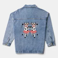 Cute and funny dancing cows  denim jacket